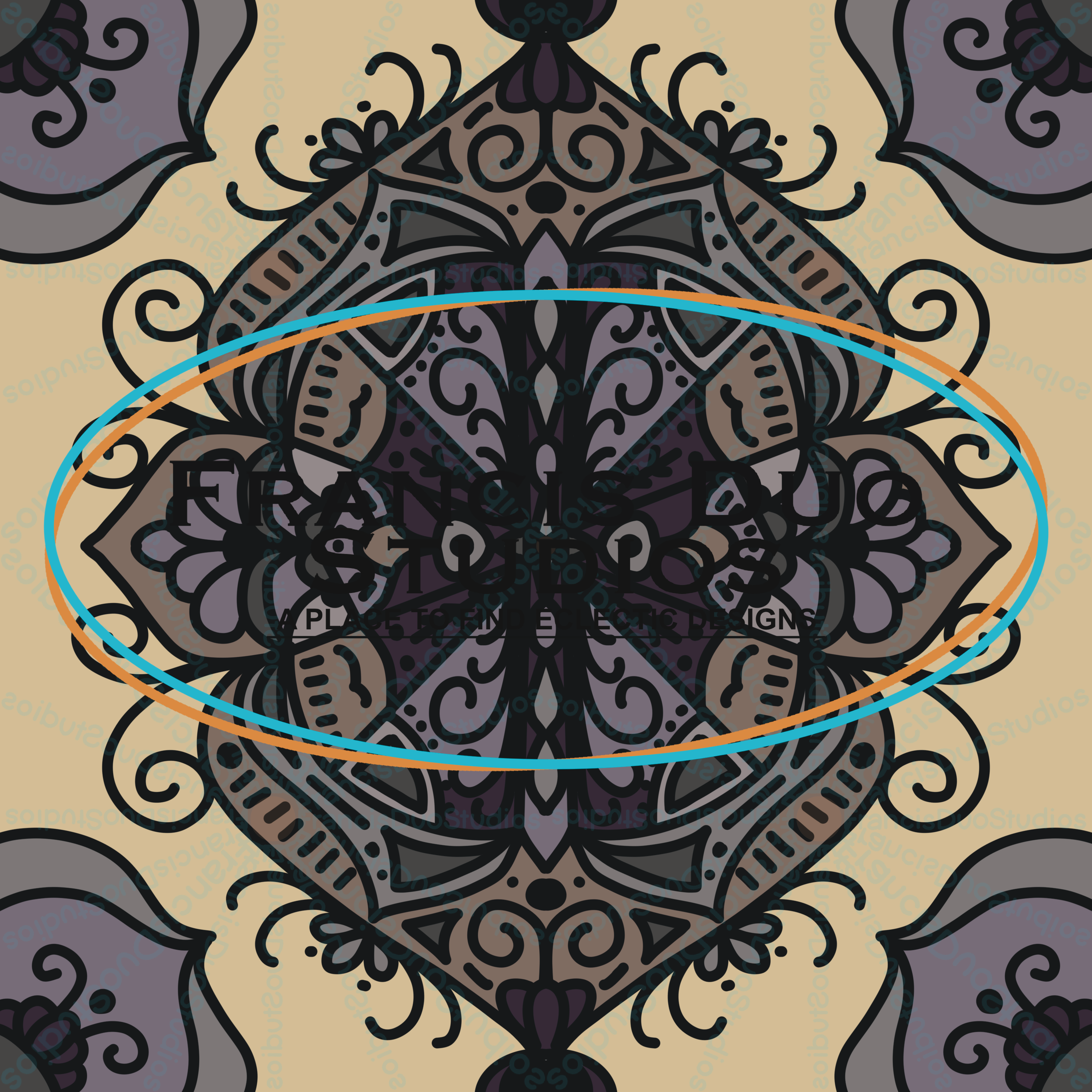 Dark Tones Gothic Stained Glass Crest|PNG|Instant Download|Repeat Pattern|Seamless Design|Digital Clipart|Hand Drawn