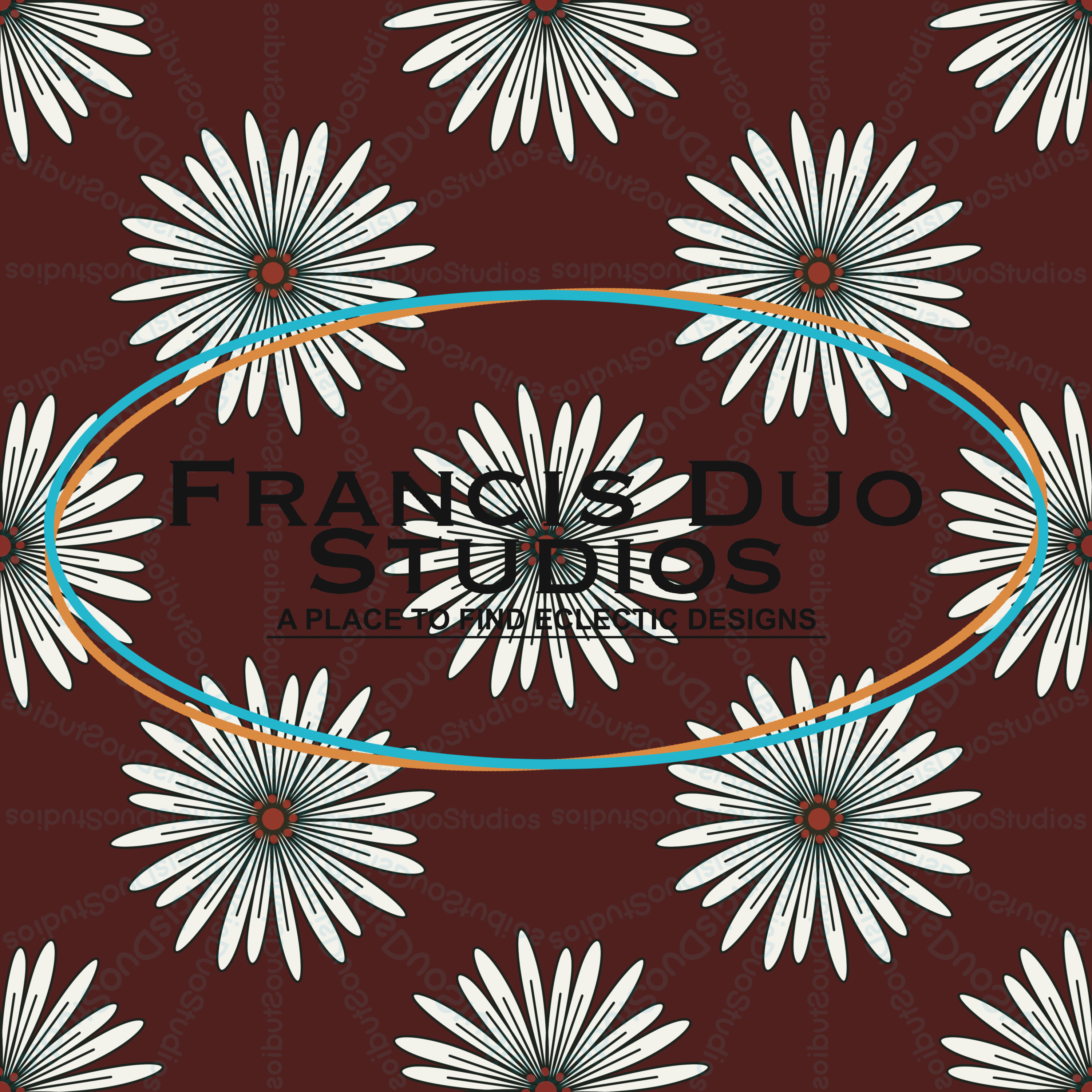 Off-white Daisies Deep Red Background|PNG|Instant Download|Repeat Pattern|Seamless Design|Digital Clipart|Hand Drawn