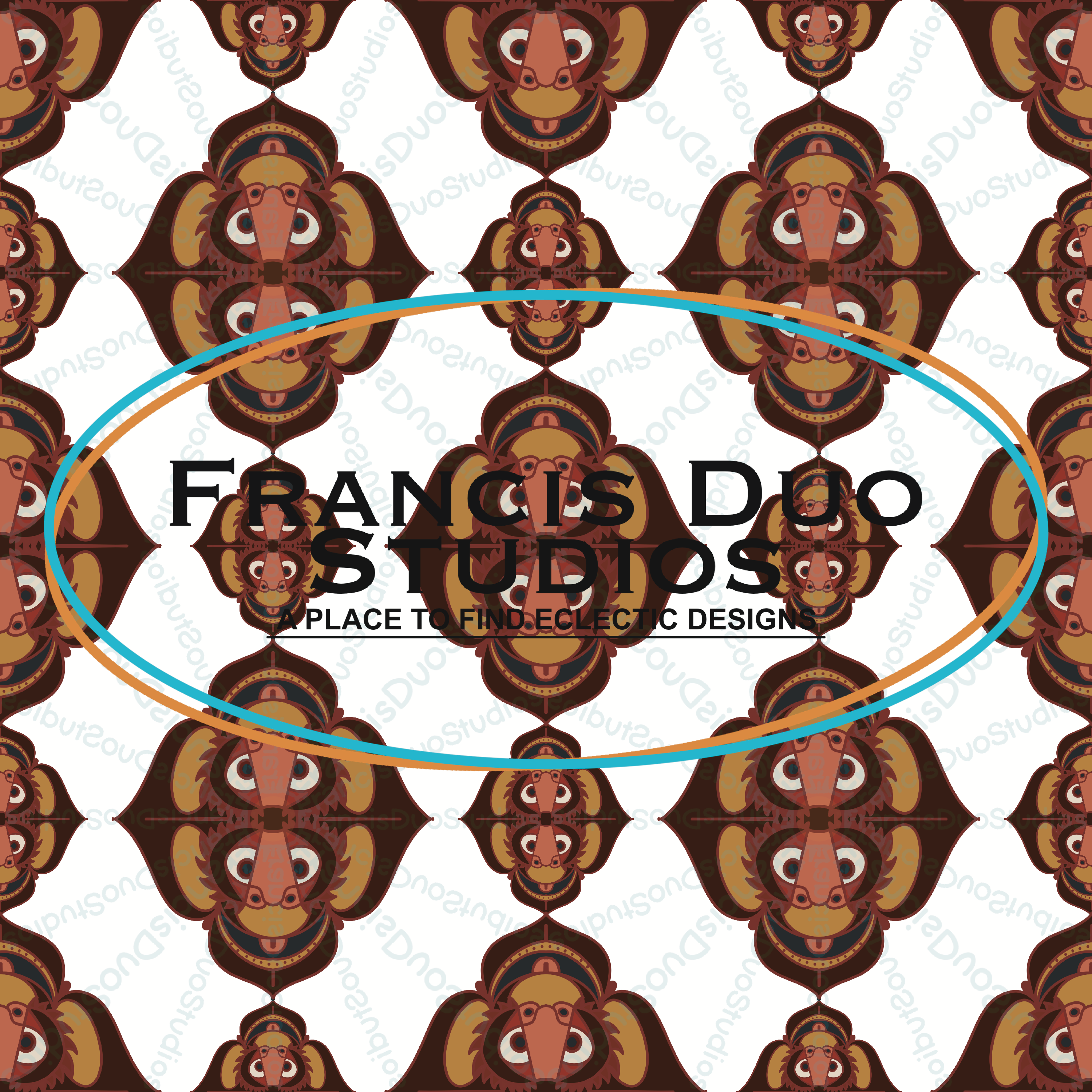 Happy Monkey Mandala Flowers|PNG|Instant Download|Repeat Pattern|Seamless Design|Digital Clipart|Hand Drawn