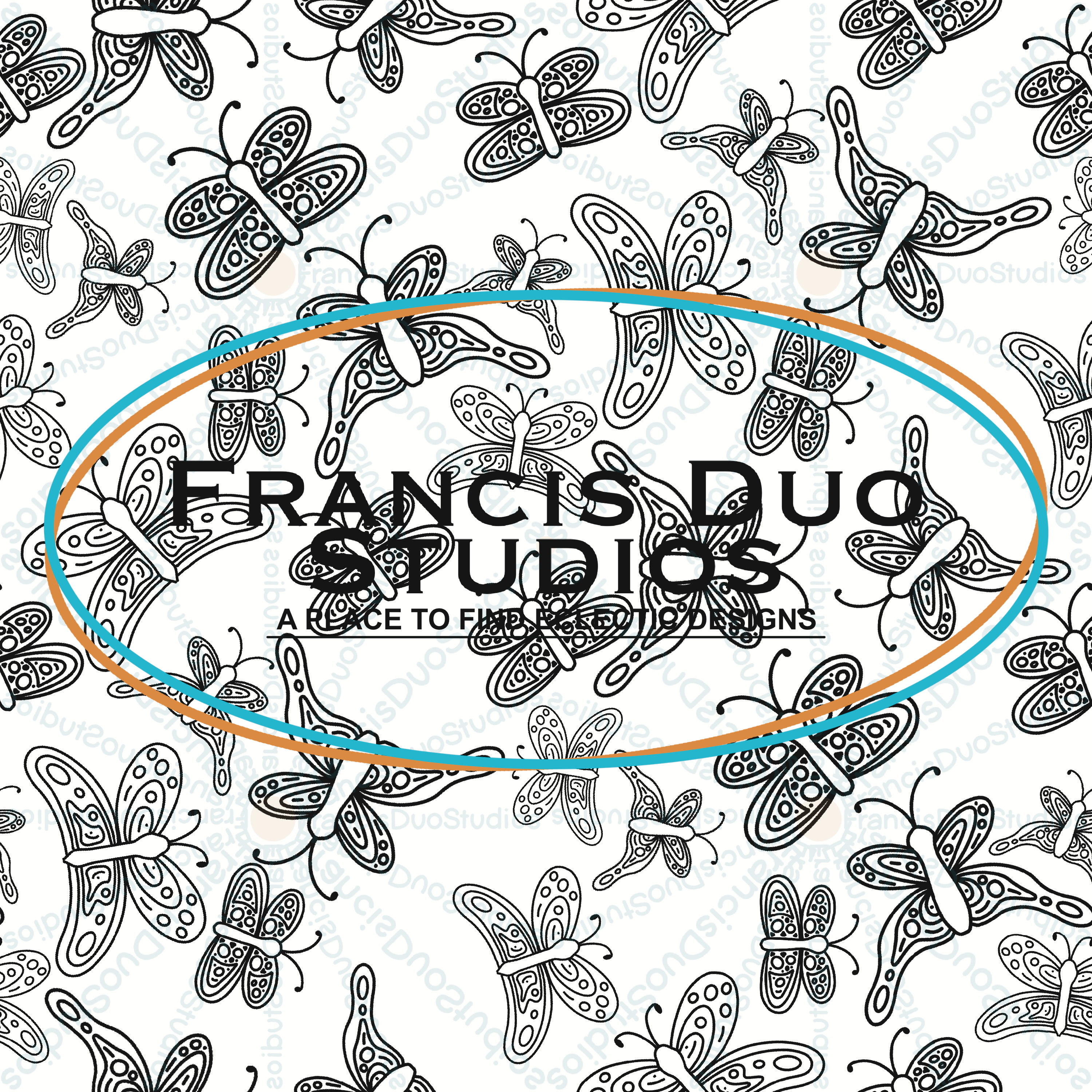 Black and White Butterfly Garden|PNG|Instant Download|Repeat Pattern|Seamless Design|Digital Clipart|Hand Drawn