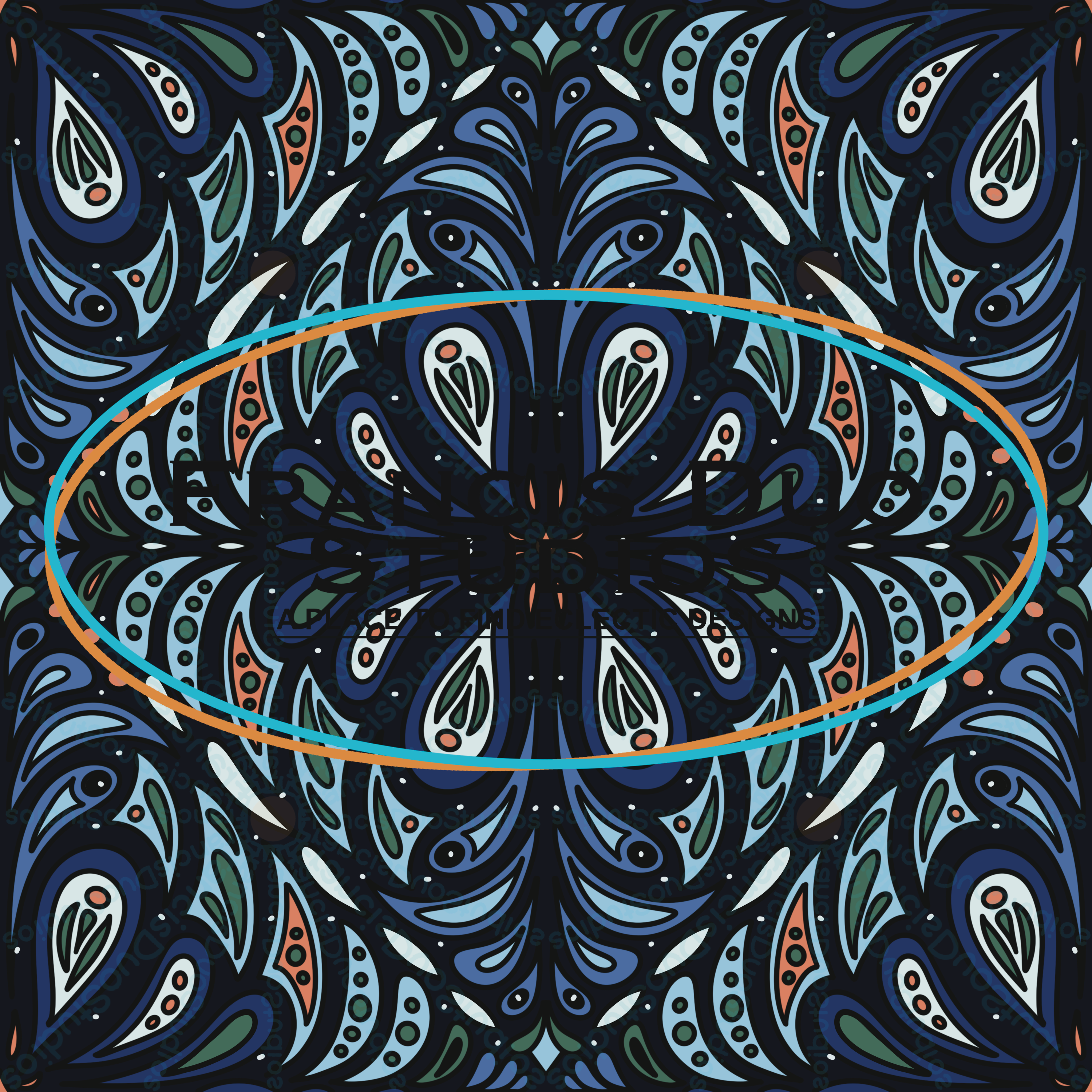 Back and Blues Mandala Flower|PNG|Instant Download|Repeat Pattern|Seamless Design|Digital Clipart|Hand Drawnl