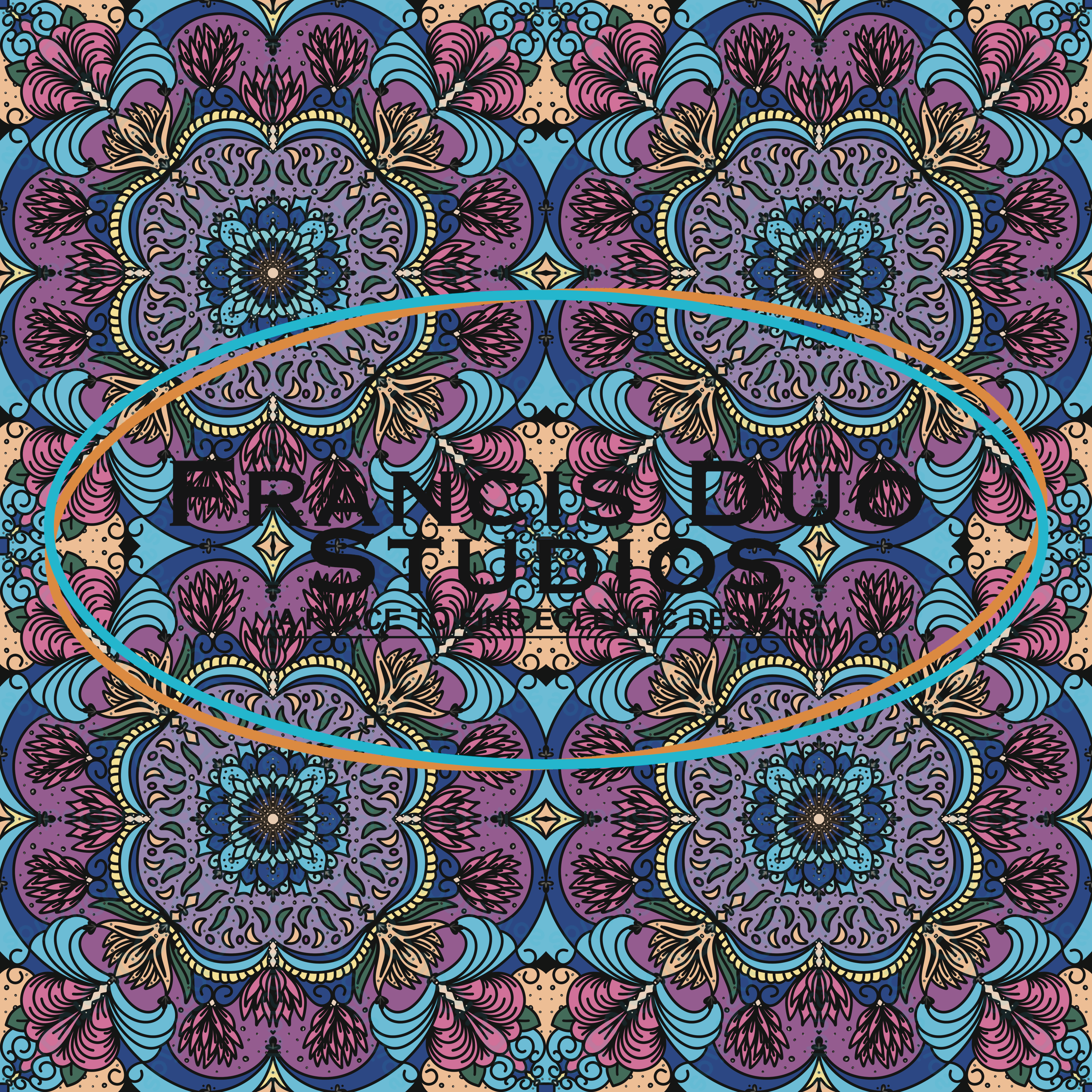 Pink Blue Yellow Colorful Floral Mandala|PNG|Instant Download|Repeat Pattern|Seamless Design|Digital Clipart|Hand Drawn