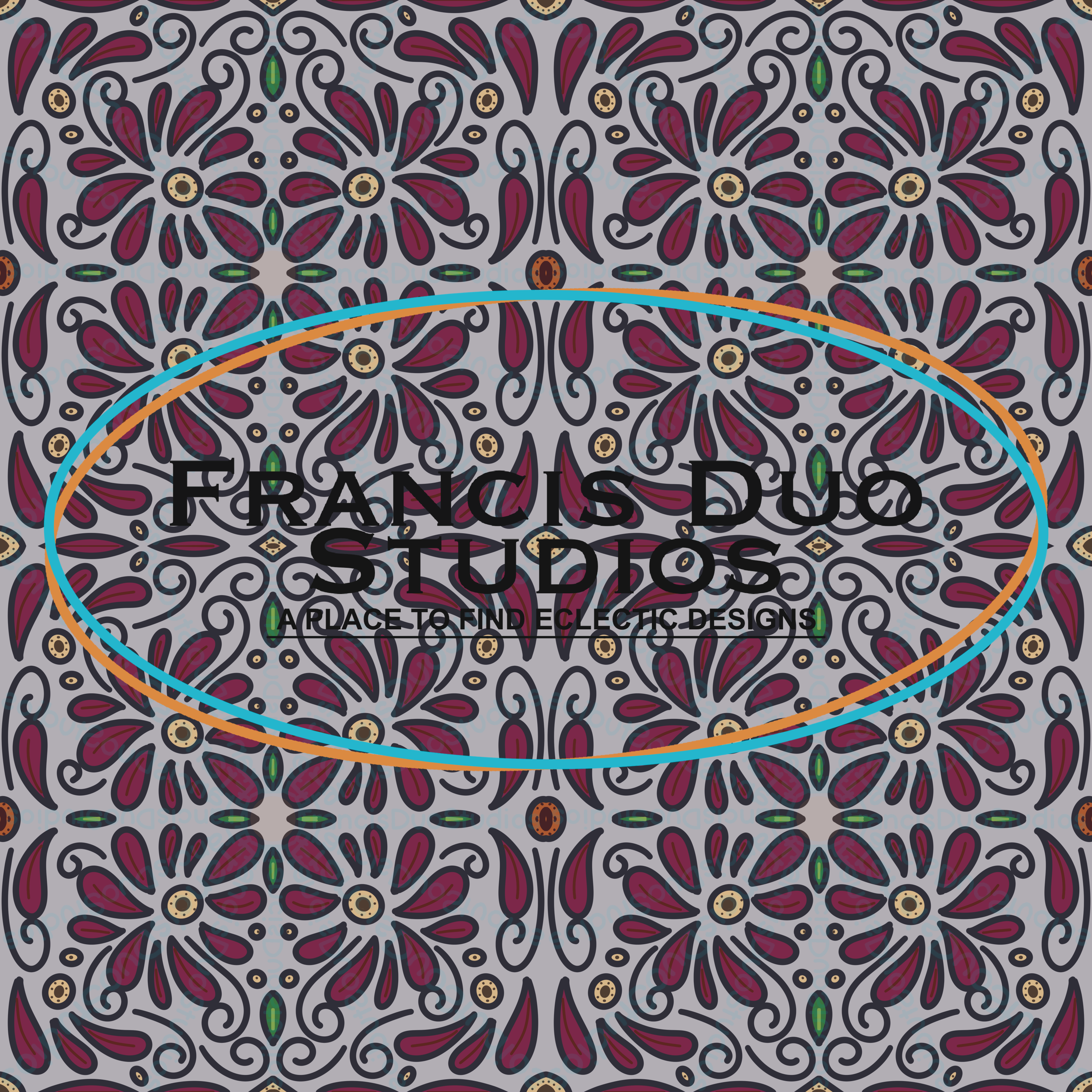 Maroon Flowers Gray Background|PNG|Instant Download|Repeat Pattern|Seamless Design|Digital Clipart|Hand Drawn