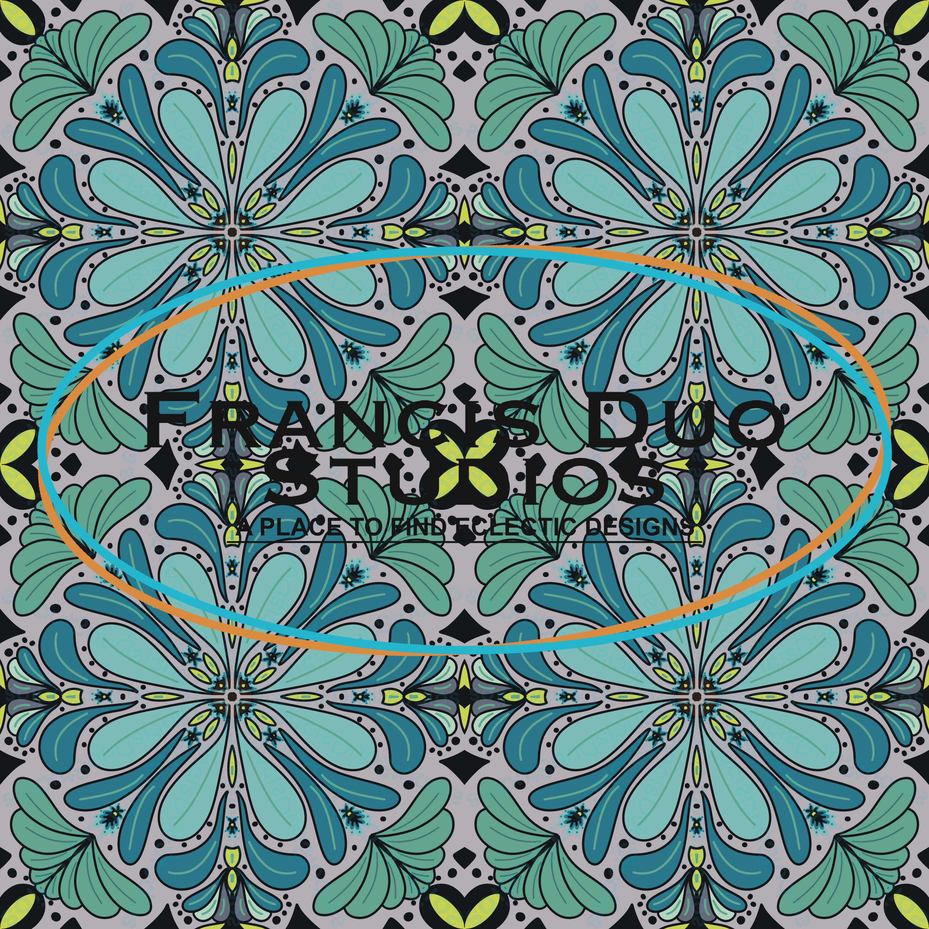 Blue Green Teal Flower Mandala|PNG|Instant Download|Repeat Pattern|Seamless Design|Digital Clipart|Hand Drawn