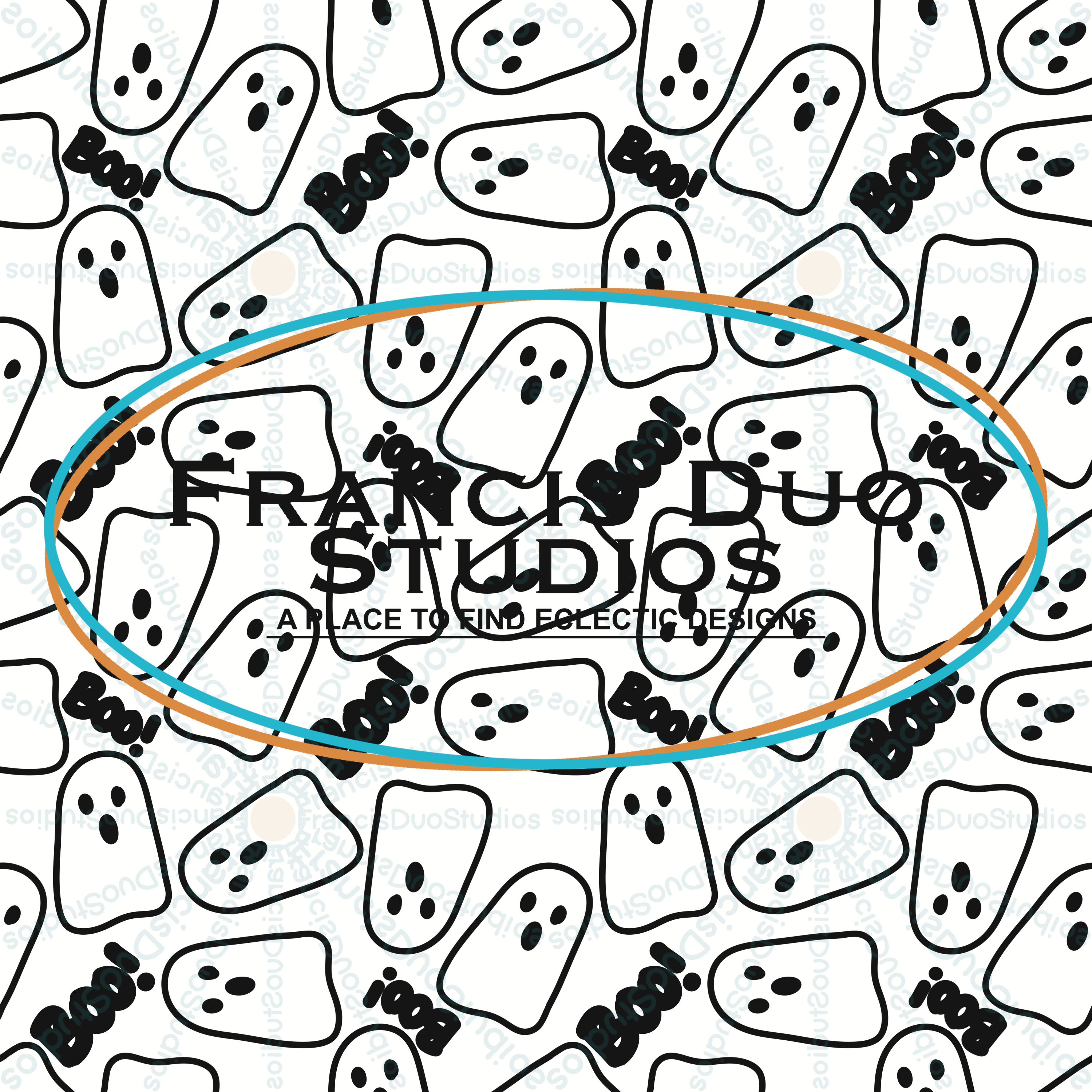 Black White BOO! Ghosts|PNG|Instant Download|Repeat Pattern|Seamless Design|Digital Clipart|Hand Drawn