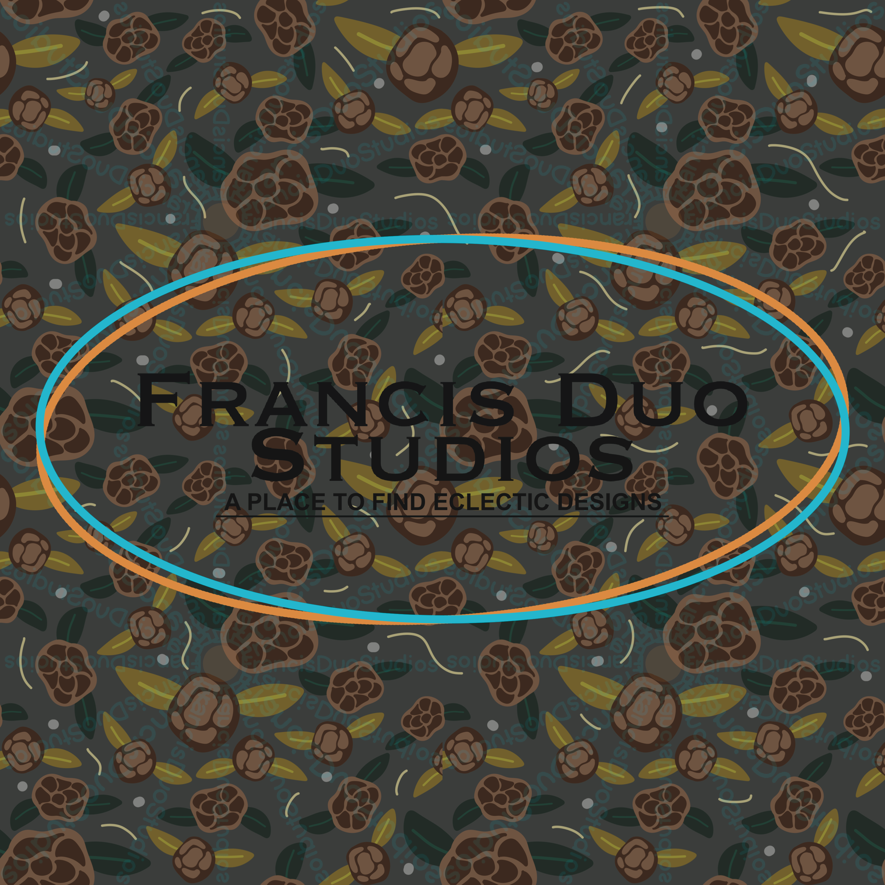 Brown Green Dark Camo Floral|PNG|Instant Download|Repeat Pattern|Seamless Design|Digital Clipart|Hand Drawn