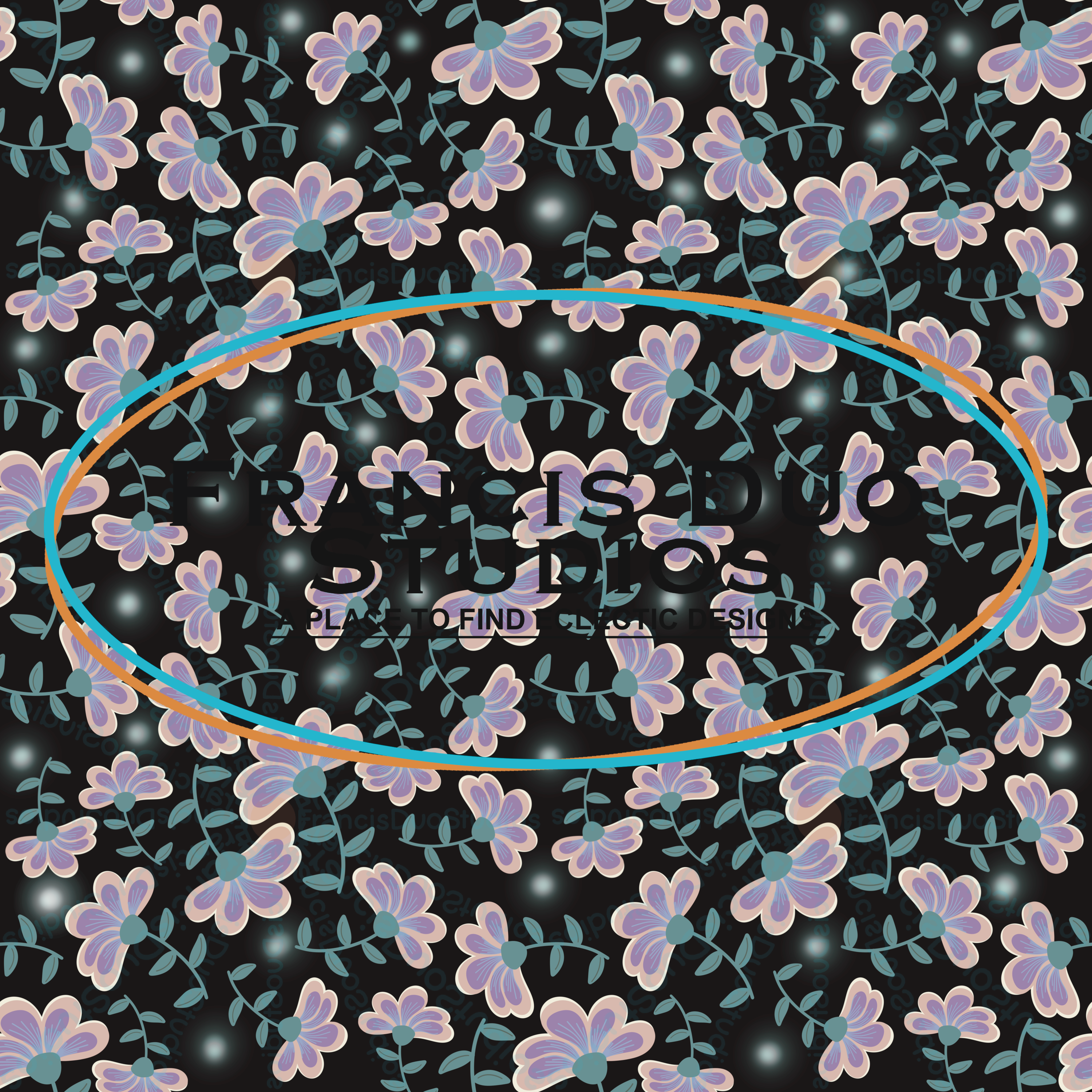 Mermaid Color Flowers Shimmering Black Background|PNG|Instant Download|Repeat Pattern|Seamless Design|Digital Clipart|Hand Drawn