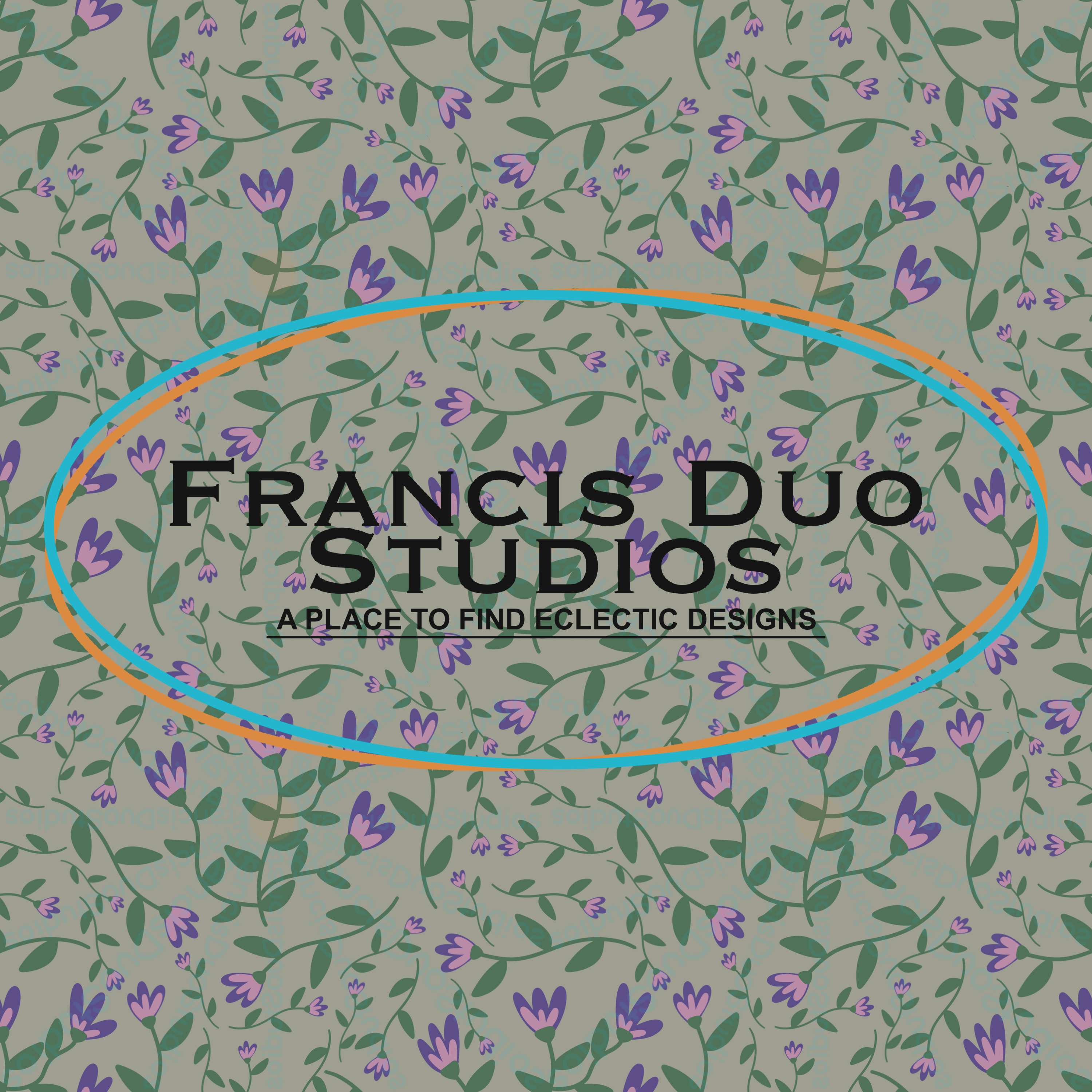 Dainty Purple Flowers Olive Background|PNG|Instant Download|Repeat Pattern|Seamless Design|Digital Clipart|Hand Drawn