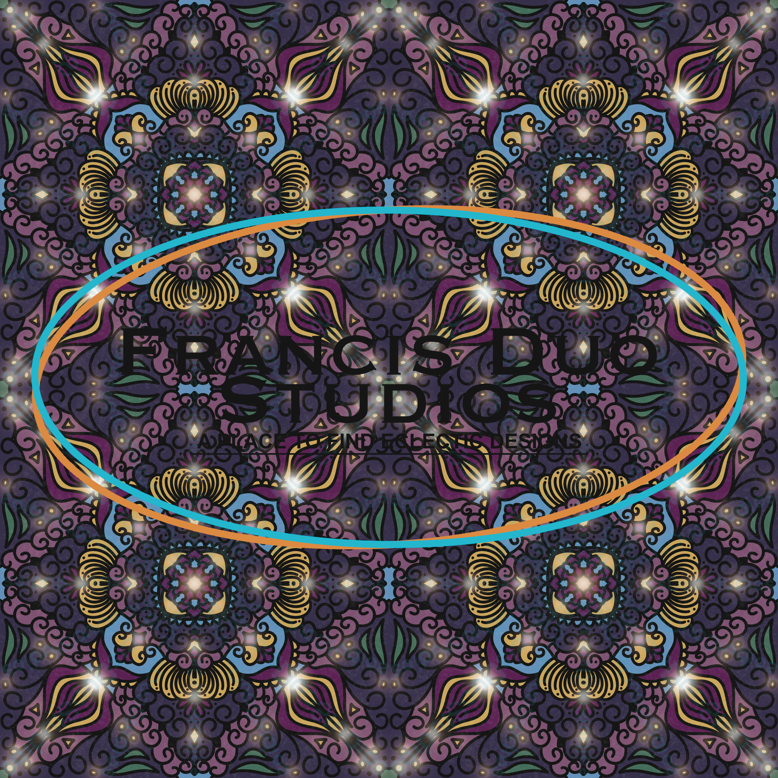 Galaxy Night Sky Sparkle Dark Tones Mandala|PNG|Instant Download|Repeat Pattern|Seamless Design|Digital Clipart|Hand Drawn