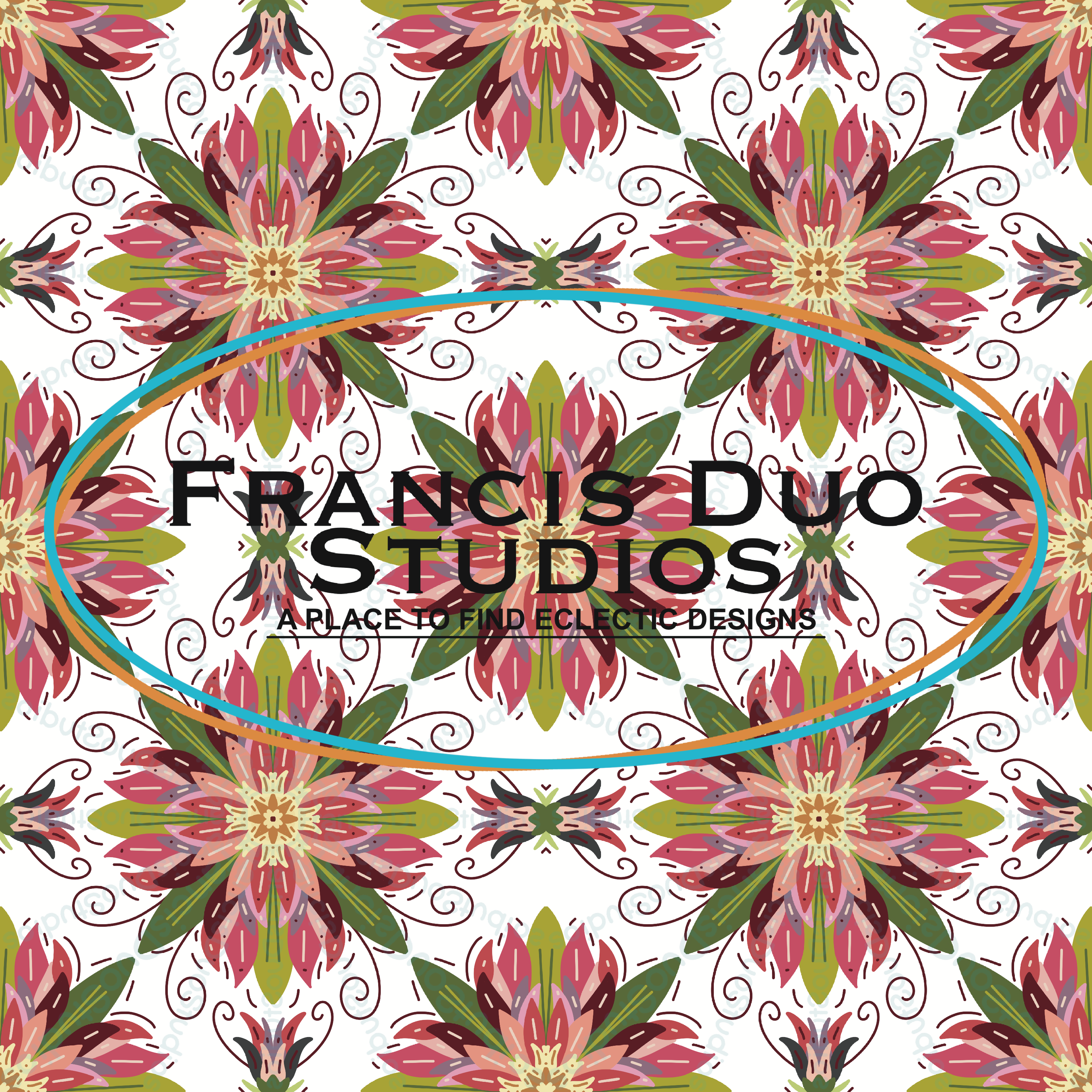 Pink Green Flowers|PNG|Instant Download|Repeat Pattern|Seamless Design|Digital Clipart|Hand Drawn