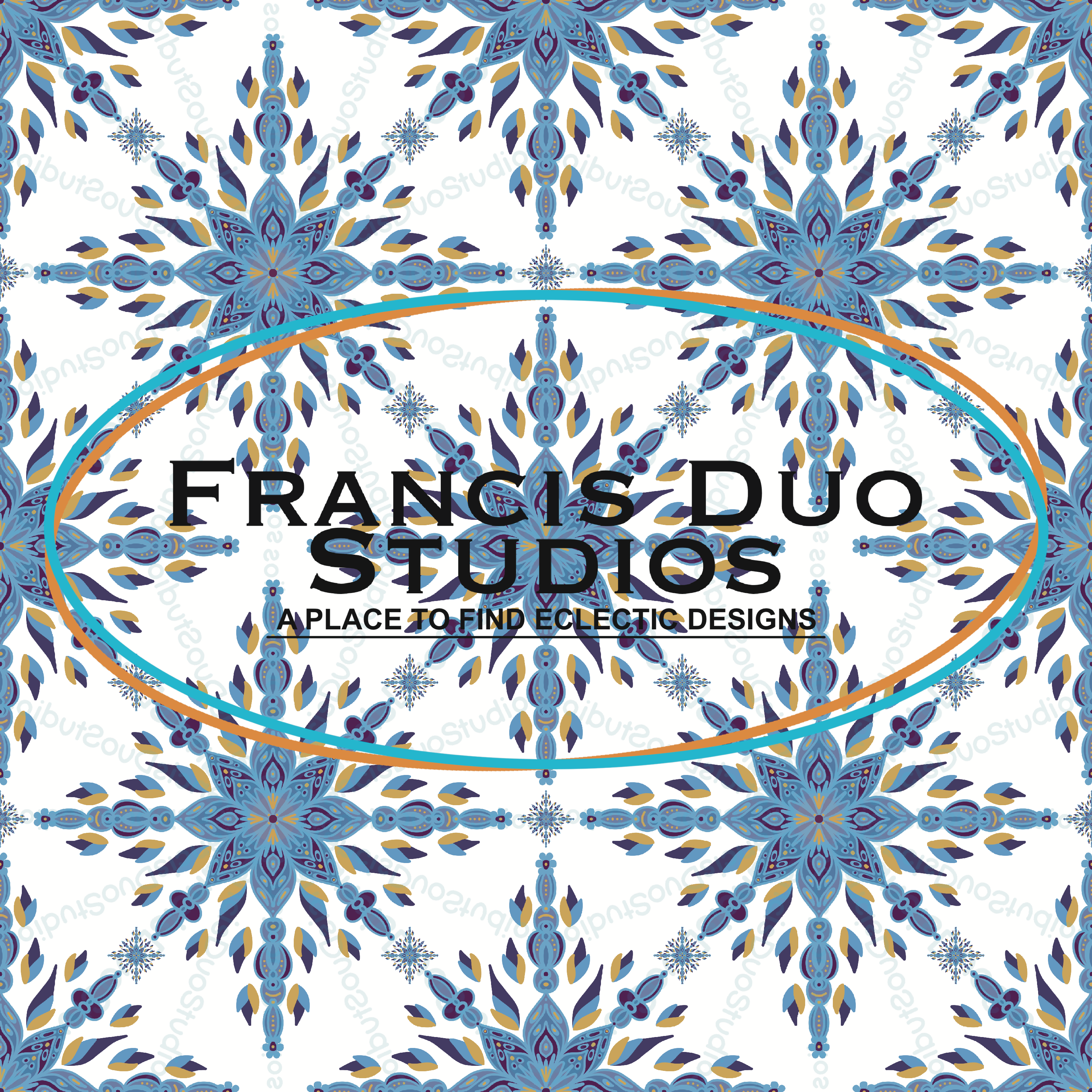 Blue Mandala Snowflake|PNG|Instant Download|Repeat Pattern|Seamless Design|Digital Clipart|Hand Drawn