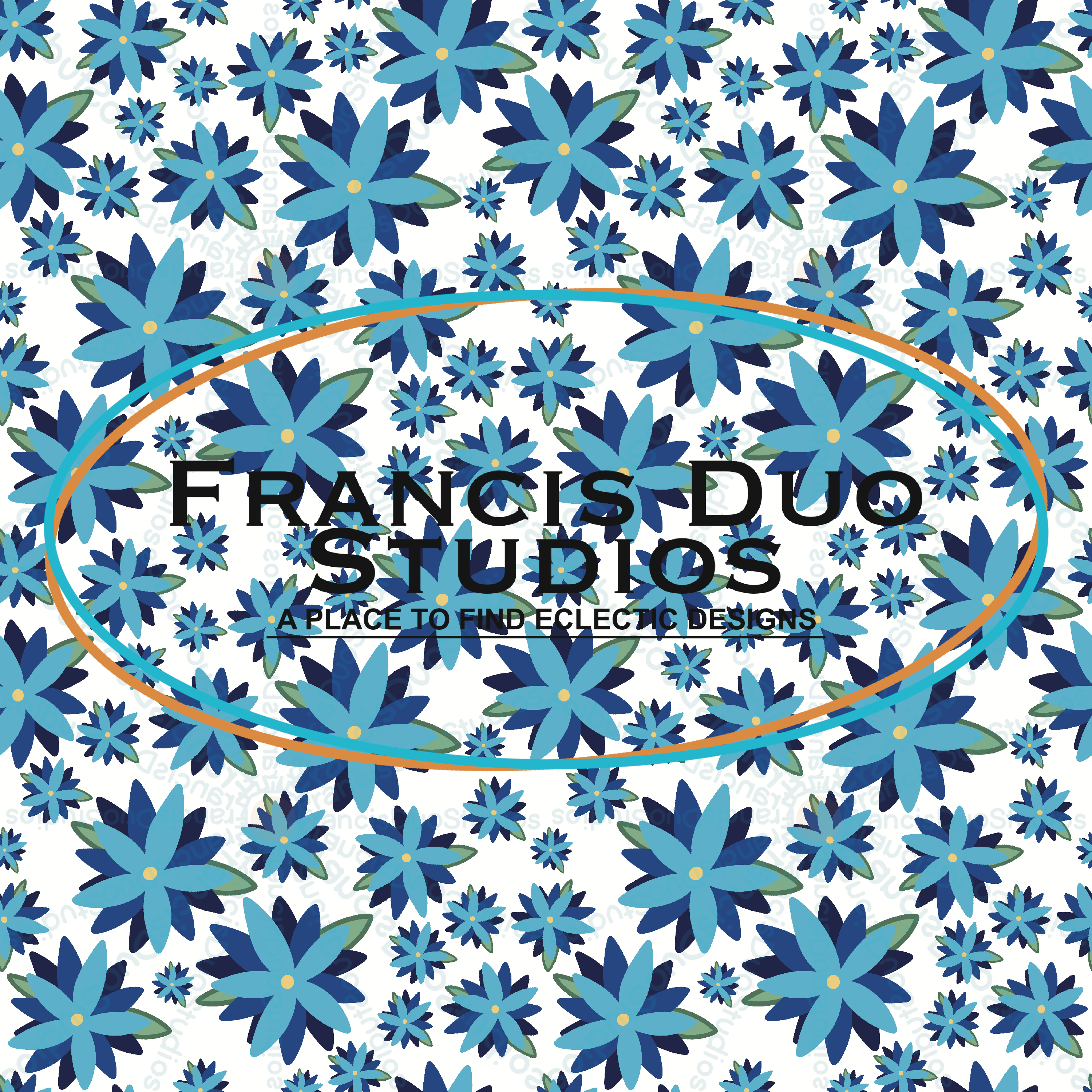 Blue Flower Garden|PNG|Instant Download|Repeat Pattern|Seamless Design|Digital Clipart|Hand Drawn