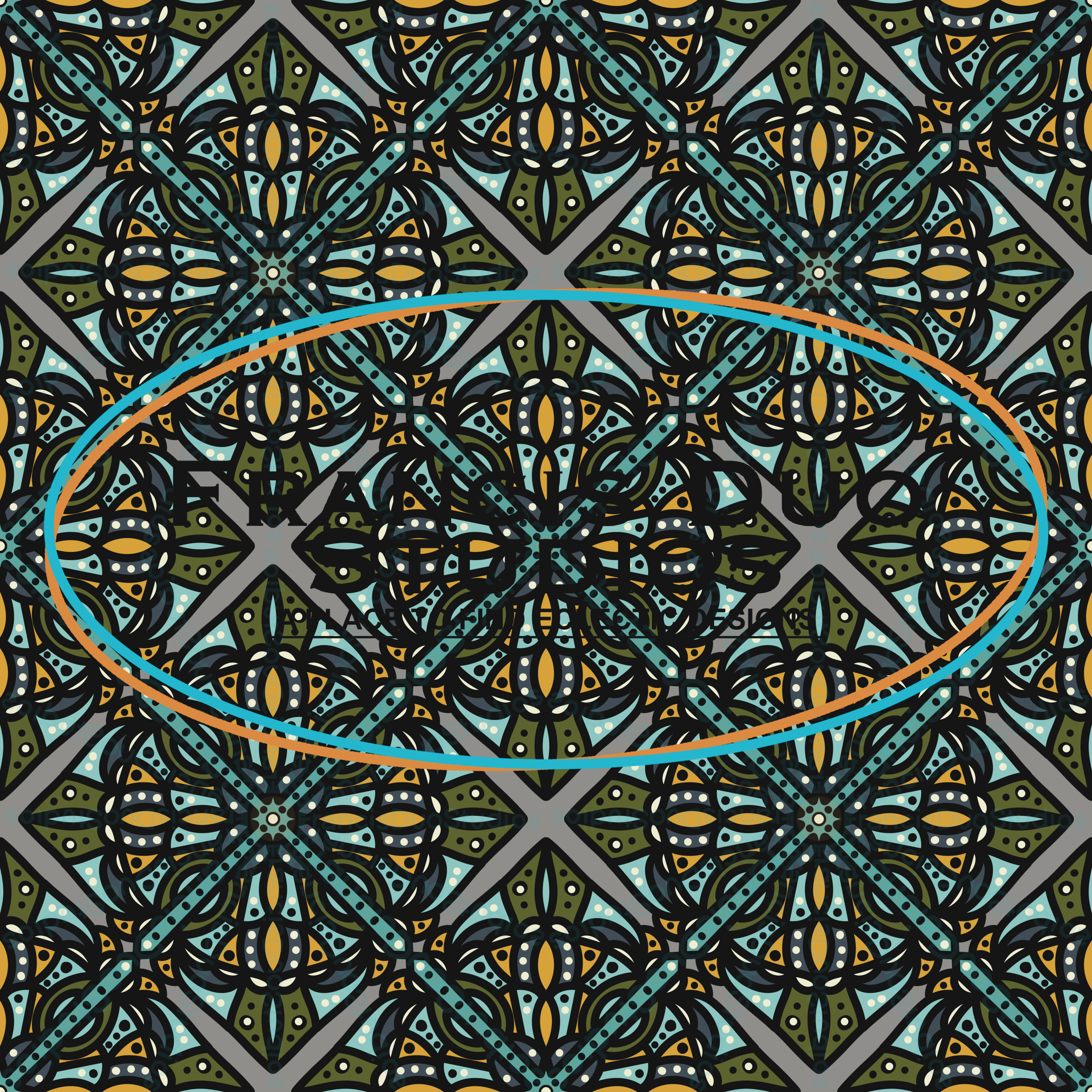 Blue Yellow Gray Diamonds Flowers|PNG|Instant Download|Repeat Pattern|Seamless Design|Digital Clipart|Hand Drawn