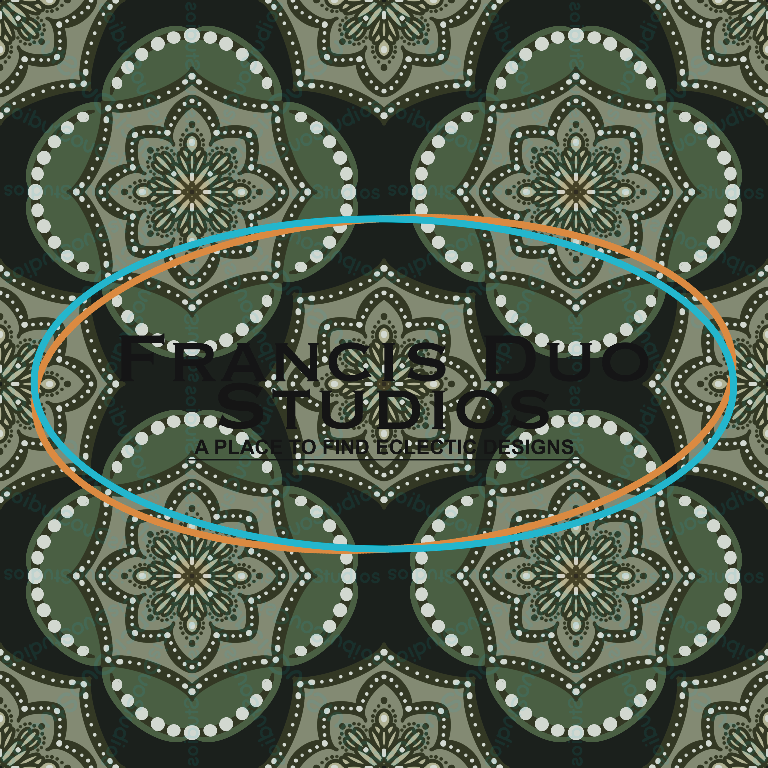 Green Tones Flower Mandalas Dot Art|PNG|Instant Download|Repeat Pattern|Seamless Design|Digital Clipart|Hand Drawn