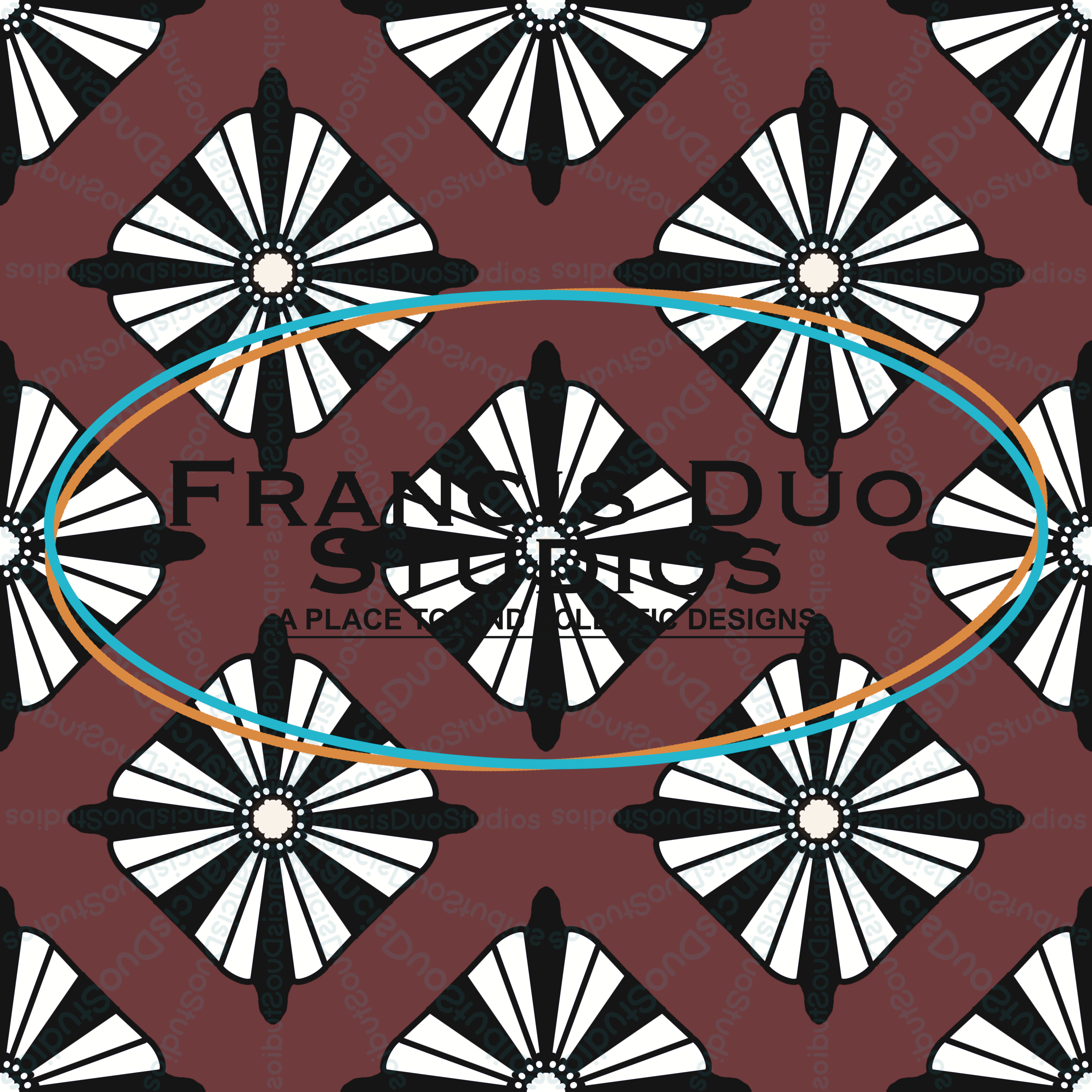 Black White Mahogany Retro Flowers|PNG|Instant Download|Repeat Pattern|Seamless Design|Digital Clipart|Hand Drawn