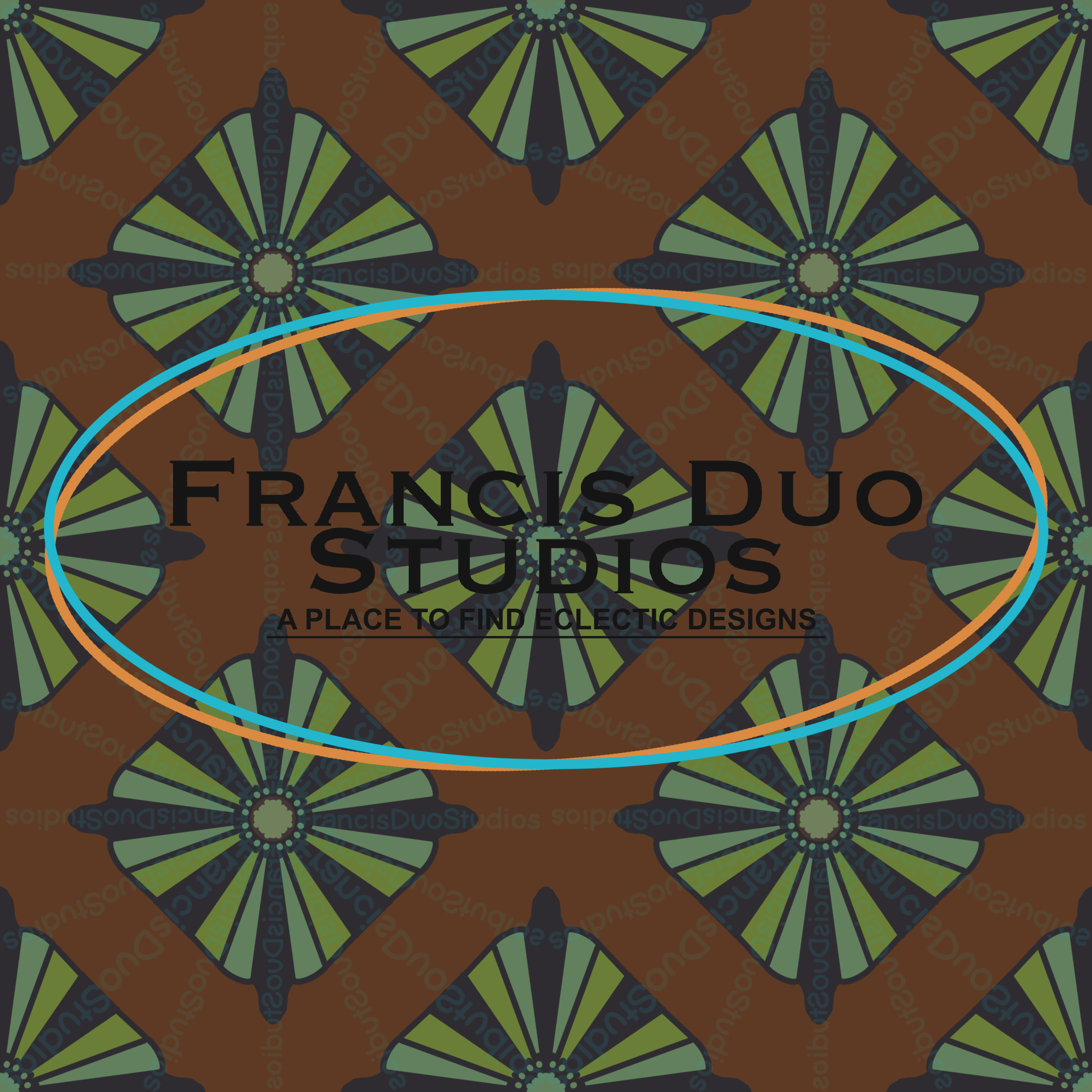 Green Brown Retro Flowers|PNG|Instant Download|Repeat Pattern|Seamless Design|Digital Clipart|Hand Drawn