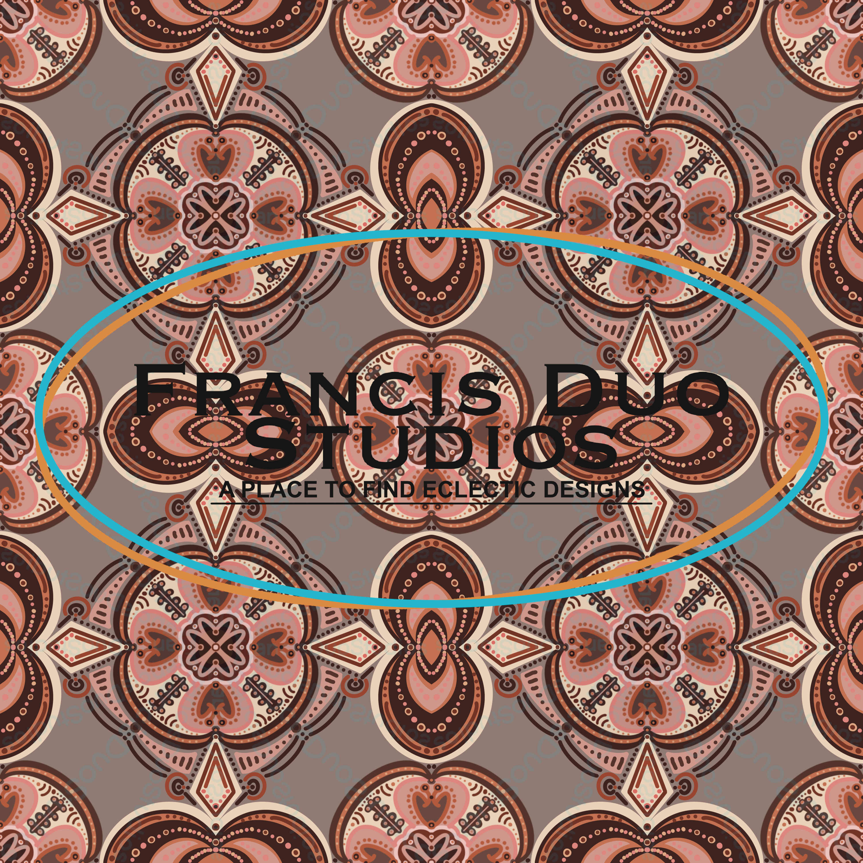 Pink and Brown Tones Floral Mandala|PNG|Instant Download|Repeat Pattern|Seamless Design|Digital Clipart|Hand Drawn