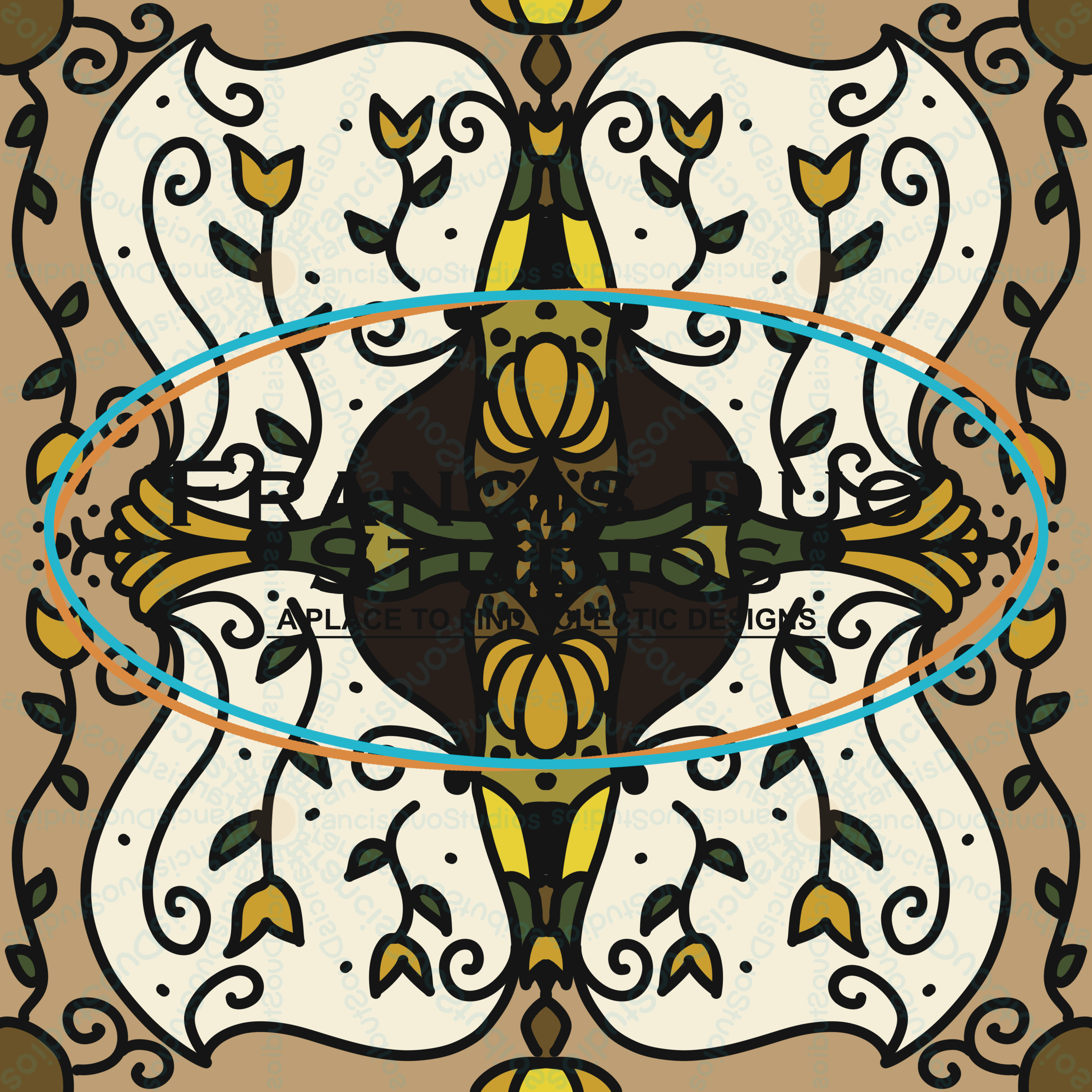 Sunflower Yellow Floral and Vines|PNG|Instant Download|Repeat Pattern|Seamless Design|Digital Clipart|Hand Drawn